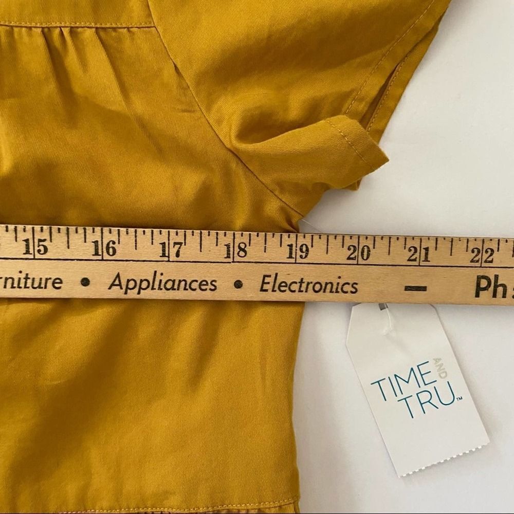 Time and Tru Tiered Peplum Mustard Top Small - Picture 8 of 9